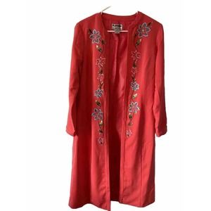 Platinum by Stephen Yearick Size XS Coral Embroidered Jacket Coat